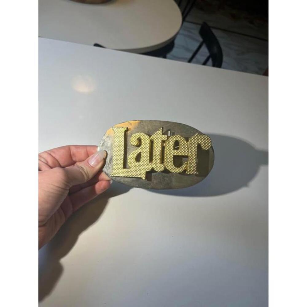 19790s Vintage  "Later" clip Paperweight brass clip office